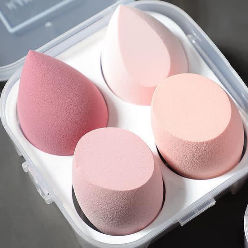 Generic 4 Piece Beauty Blender With Storage Box Makeup Sponge for Blending Face Makeup Foundation Powder Sponge Beauty Tools Women Makeup Accessories Blender Color May Vary  - Image 2