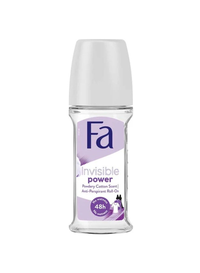 FA Roll on Anti-Perspirant Invisible Power Powdery Cotton 50ml, Pack of 2 - Image 3