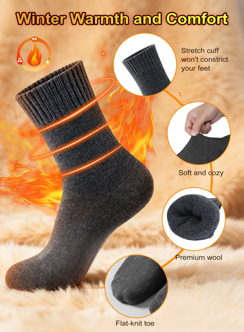Necomi 5-Pair Pack Men's Warm Wool Socks Winter Thickened Crew Socks Cold-Resistant, Soft & Comfortable - Image 2