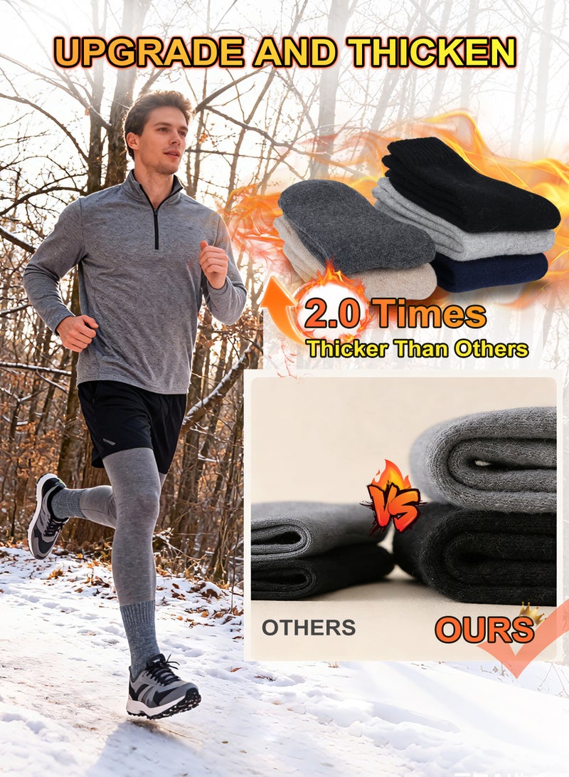 Necomi 5-Pair Pack Men's Warm Wool Socks Winter Thickened Crew Socks Cold-Resistant, Soft & Comfortable - Image 4