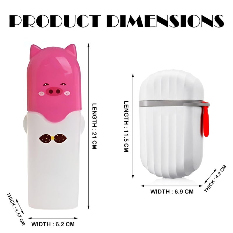 Aseenaa Combo Cute Cartoon Shape Plastic Portable Toothbrush Case Holder with Soap Case Holder for Bathroom Storage, Camping, Travel, Indoor & Outdoor | Set of 4, Multi - Image 2
