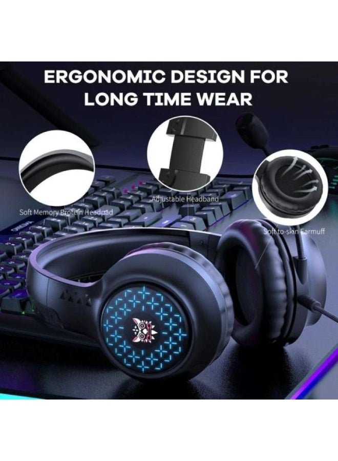 onikuma Onikuma X7 Pro Wired Gaming Headset – RGB Light, Noise-Canceling Headphones with Microphone for PS4, PS5, PC, Xbox One (3.5mm Jack) - Image 2