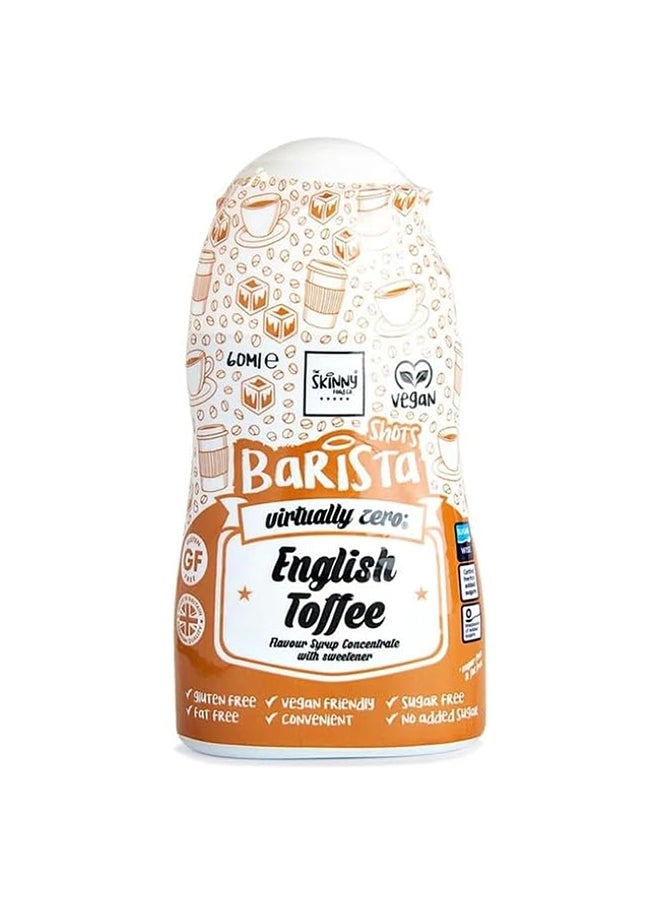The Skinny Food Co. - Barrista Shot Syrup Concentrate Low Calorie Perfect Flavour For Coffees And Hot Drinks - 60 Ml English Toffee - Image 1