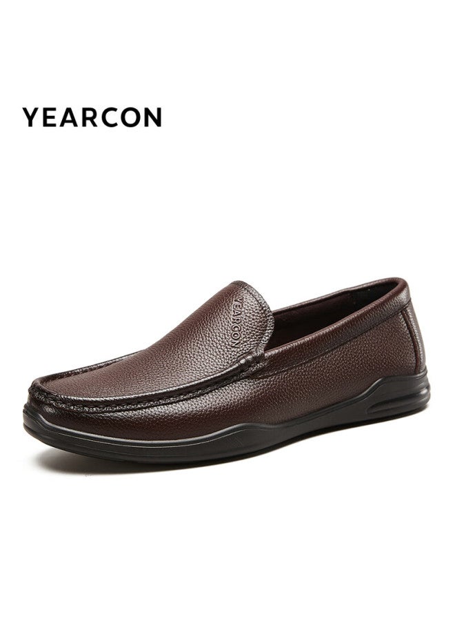 YEARCON Yierkang Men's Penny Loafers New Casual Soft Bottom Comfortable Middle-aged Dad Shoes 96384w Brown 2 44 - Image 4