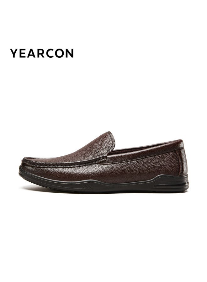 YEARCON Yierkang Men's Penny Loafers New Casual Soft Bottom Comfortable Middle-aged Dad Shoes 96384w Brown 2 44 - Image 5