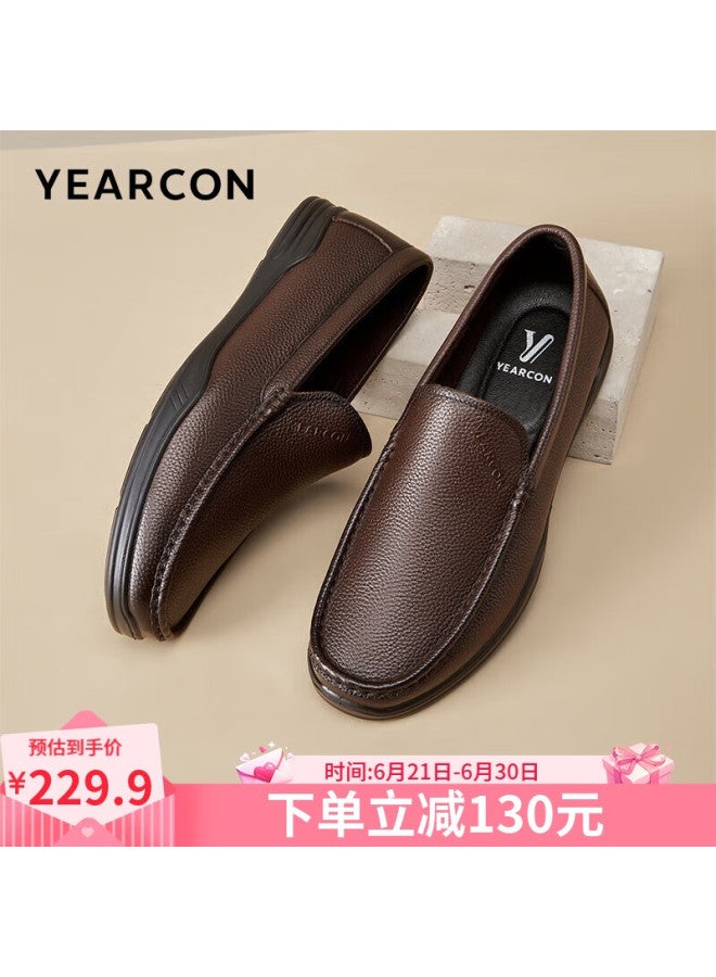YEARCON Yierkang Men's Penny Loafers New Casual Soft Bottom Comfortable Middle-aged Dad Shoes 96384w Brown 2 44 - Image 1