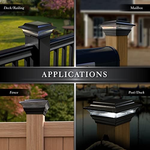 Classy Caps SL211B 4x4 Imperial Solar Post Cap - Black – High-Performance LED Lights, Durable Cast Aluminum, Warm and Cool Light Modes, Fits 4"x4" or 3.5"x3.5" Posts, Ideal for Decks, Fences - Image 4