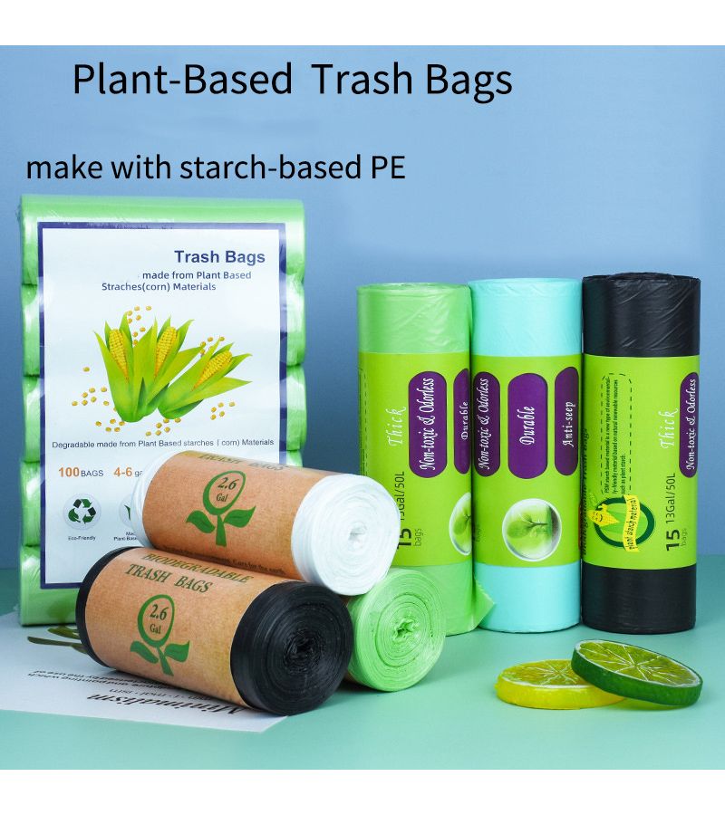 20pcs Plant Based Trash Bags 2.6 Gallon Artificial Cornstarch Garbage Bags 17.72x19.69 Inch Green Kitchen Waste Bags For Household Living Room Use - Image 2
