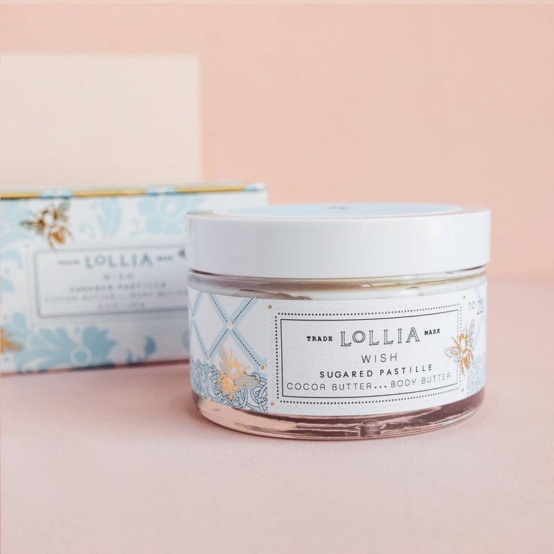 Lollia زبدة الجسم LOLLIA Wish، 5.5 أونصة - عطر سكر الباستيل - زبدة الشيا وزبدة الكاكاو، لوشن للجسم للنساء، مرطب للجسم مرطب وسلس - Image 3