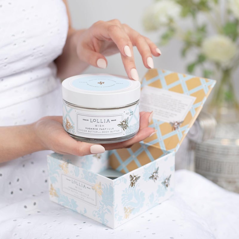 Lollia زبدة الجسم LOLLIA Wish، 5.5 أونصة - عطر سكر الباستيل - زبدة الشيا وزبدة الكاكاو، لوشن للجسم للنساء، مرطب للجسم مرطب وسلس - Image 5