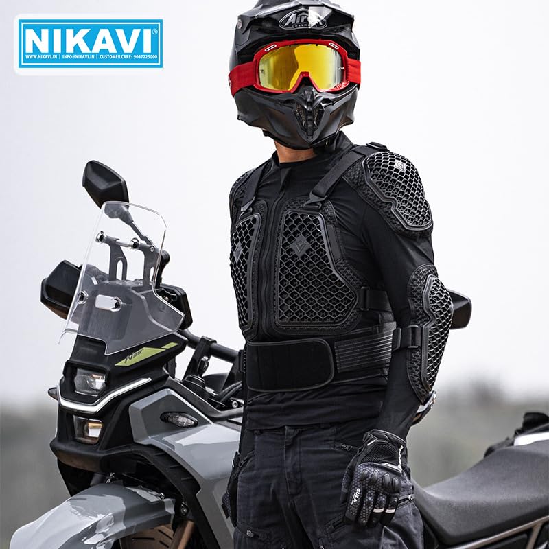 NIKAVI جاكيت راكب دراجة نارية NIKAVI M24 للرجال - مقاوم للماء، حماية درع CE، شبكة قابلة للتنفس، معدات واقية وسادات CE - جاكيت أمان للدراجات - للاستخدام في الطرق الوعرة، السباقات والمغامرات على مدار السنة - Image 2