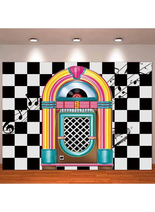 HQM Back to 50's Sock Hop Photography Banner Birthday Rock Roll 50's 60's Hop Party Photo Background Retro Diner Time Classic Backdrop 71x47.2 Inch Supplies - Image 1