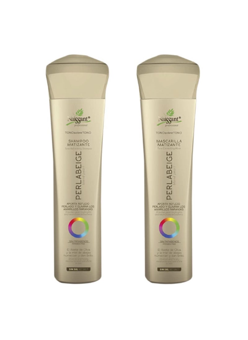 Naissant - Naissant Set Purple Shampoo & Toning Mask | Eliminates Brassiness | Neutralizes Yellow & Orange Tones | Paraben, Ammonia & Sulfate Free | Pro-Vitamin B5, Olive Oil & Honey (Perla Beige) 10.1 Fl Oz - Image 1