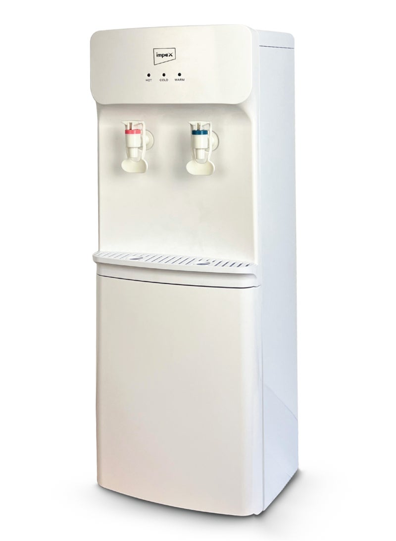Impex Water Dispenser 2 Taps Hot And Cold Stainless Steel Tank Compressor Cooling System WD 3904B White - Image 1
