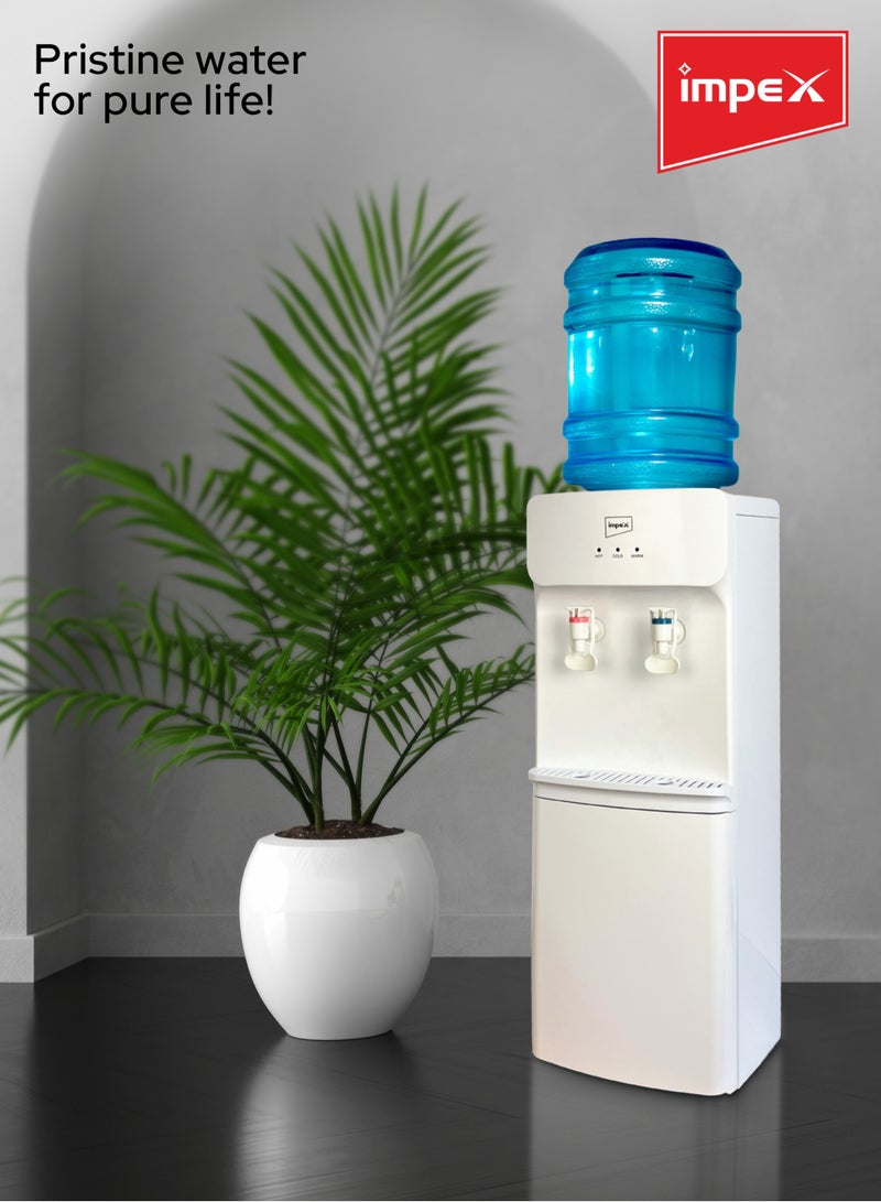 Impex Water Dispenser 2 Taps Hot And Cold Stainless Steel Tank Compressor Cooling System WD 3904B White - Image 3