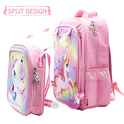 FANCYKUÂ® School Bags For GirlsBackpack Messenger Bag 16'' School Backpack Cartoon Unicorn Backpack for Girls Gift for Kids Primary - Image 2