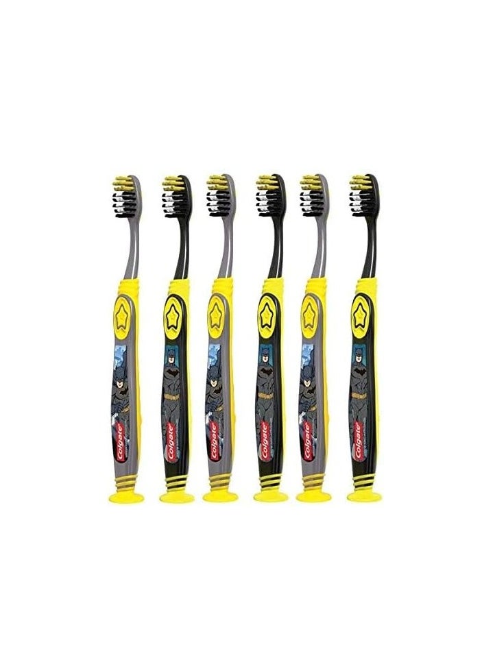 Colgate - Colgate Batman Toothbrush for Children with Suction Cup, Kids 5+ Years Old, Extra Soft, Pack of 6 - Image 1