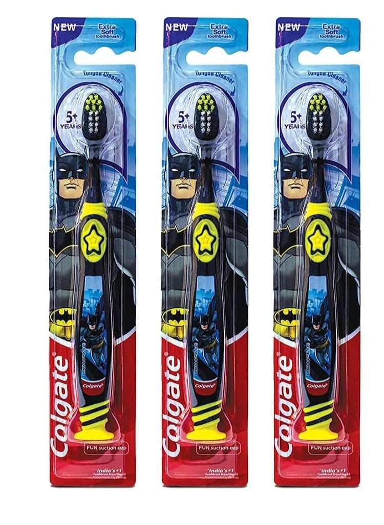 Colgate - Colgate Batman Toothbrush for Children with Suction Cup, Kids 5+ Years Old, Extra Soft, Pack of 6 - Image 1