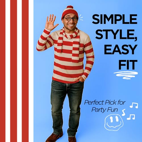 Goodscious Wheres Waldo Costume Round Glasses for Men & Women - Fake Nerd Glasses Novelty Costume - Black Circle Cosplay Round Eyeglasses Disguise for Harry Potter, Minion, Scientist Character Outfit Accessory - Image 3