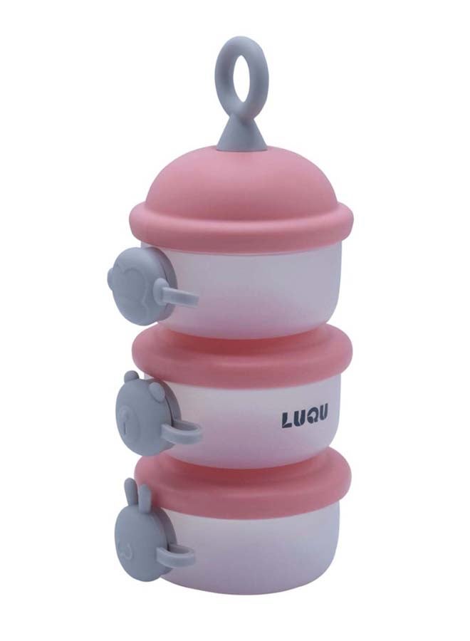 LuQu Milk Powder Container Side Opening Pink Portable Storage Box for Baby Formula Daily Use - Image 1