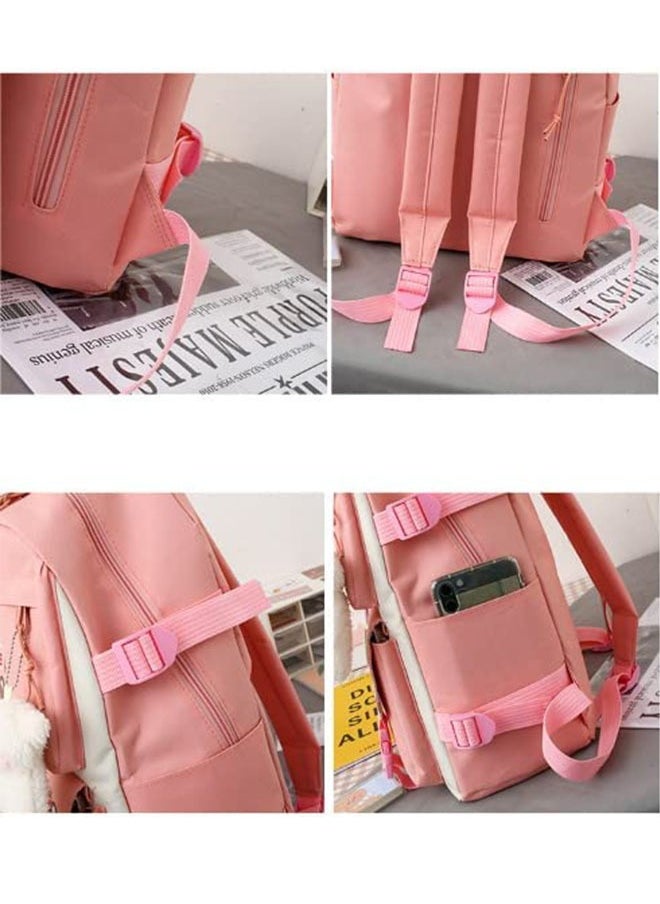 MLADEN 5 Pcs adult Backpack School Bags Set Backpacks with Pendant Lunch Bag Pencil Case Handbag Coin Purse for Teen Girls School Backpack  - Image 4
