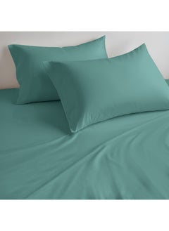 Rest 3-Piece Teal Plush 120X200+25Cm Fitted Bedsheet Set Includes 1 Deep Pocket Fitted Bedsheet And 2 Pillow Covers, Breathable And Machine Washable  - Image 2
