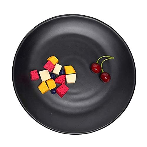 Everbuy Matte Finish Black Dinner Plates -Made of Food-Grade Melamine Material -Round Shape - Diameter 11 Inches - Set of 10 - Image 2