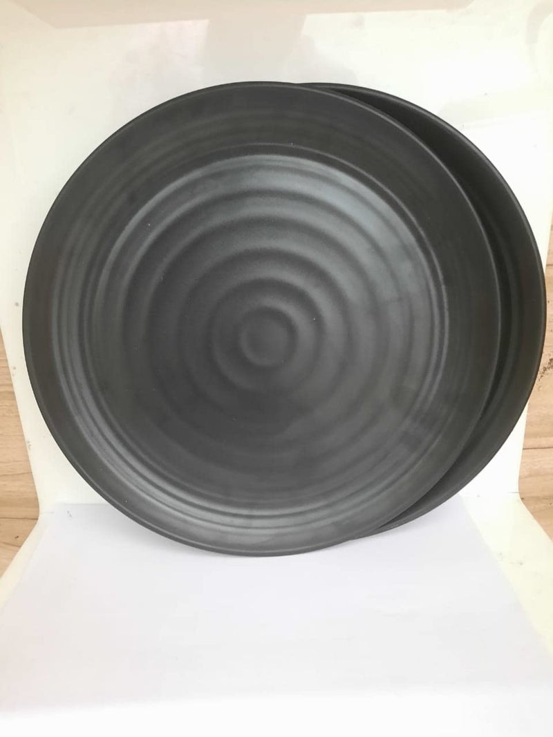 Everbuy Matte Finish Black Dinner Plates -Made of Food-Grade Melamine Material -Round Shape - Diameter 11 Inches - Set of 10 - Image 4