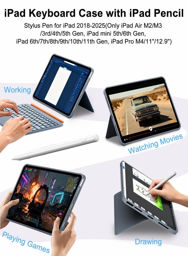 DMYWB iPad Keyboard Case A16 11 Inch 11th /10th Gen with iPad Pencil, Magnetic Detachable Case Keyboard with Touchpad, 7-Color Backlit, for iPad Air 11" 5/4/3 (M2/M3) iPad Pro 11" 4/3/2/1 - Image 2