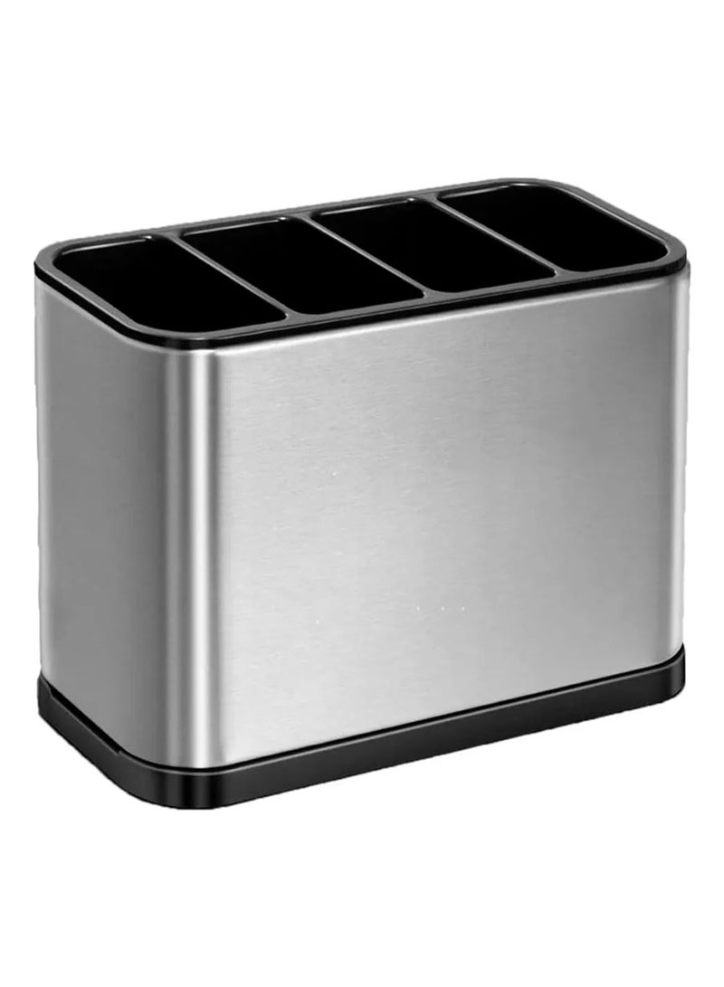 Kitchen Spoon and Fork Organizer and Strainer Stainless Steel - Kitchen Utensil Holder and Countertop Organizer Stainless Steel 4 Sections for Spoon, Fork and Spatula - Large Capacity Stainless Steel with Divider and Weighted Base to Prevent Tipping, Suitable for All Kitchens on Table or Counter - Kitchen Spoon and Fork Organizer - Kitchen Utensil Organizer, Suitable for Spoons, Forks, Knives - Cutlery Strainer, Cutlery and Kitchen Utensil Holder - Image 3