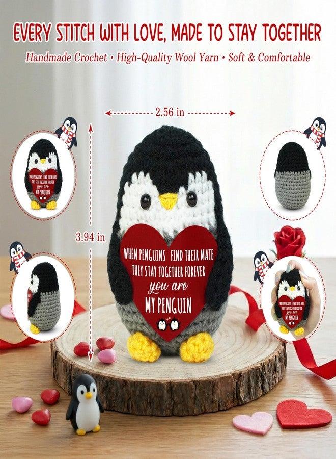 BharatBazaar Crochet Toys, Valentines Day Gifts, Positive Penguin Crochet - Anniversary Birthday Gifts for Men Women Boyfriend Girlfriend Husband Wife, Couple Valentines Gift, I Love You Gift for Him Her Mom - Image 2