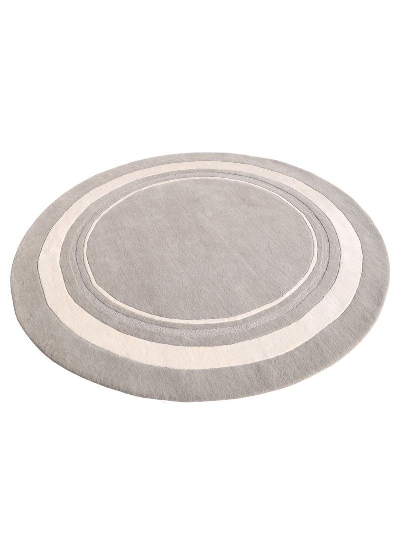 Ramsha سجادة يدوية دائرية رمادية وبيضاء لسجادة غرفة النوم، غرفة المعيشة HTWV-121 - Image 2