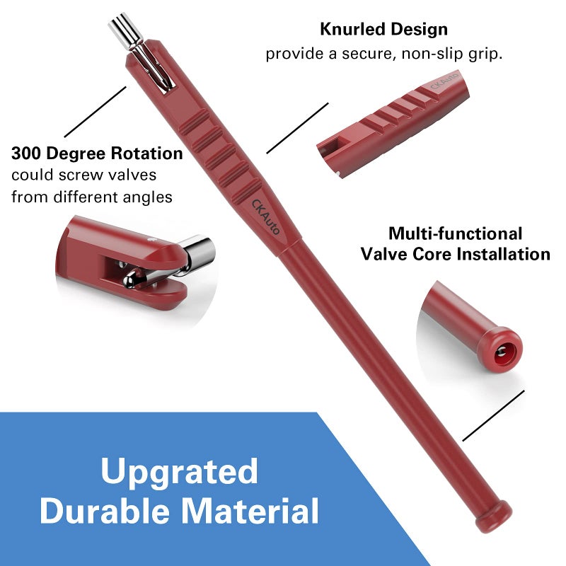 CKAuto Tire Valve Stem Puller/Installer with Tire Valve Core Tool, No Scratch High Tensile Strength Red Plastic Tire Valve Tool - Image 4