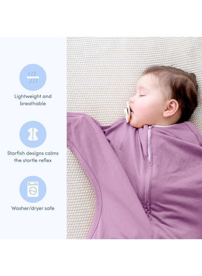 SleepingBaby Zipadee-Zip Transition Swaddle - Cozy Baby Swaddle Blanket with Zipper Convenience - Roomy Wearable Blanket for Easy Diaper Changes - Classic Lavender, Small (4-8 Month) - Image 3