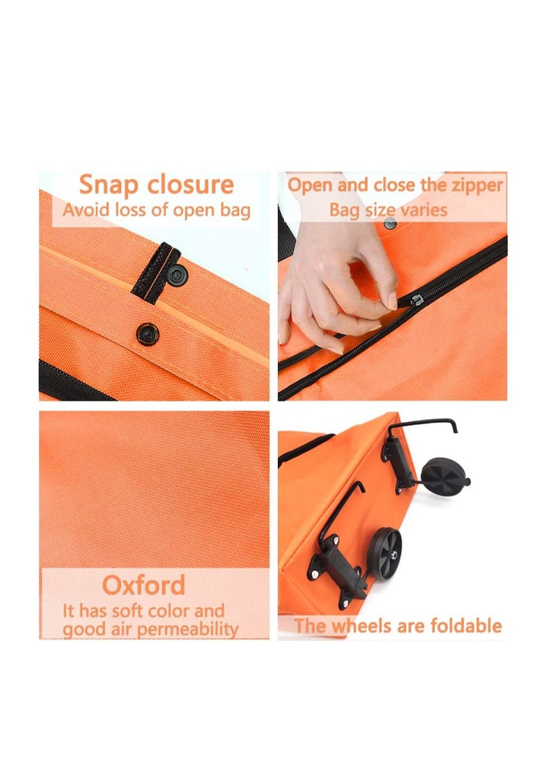 An Hemming Foldable Shopping Trolley Bag, Reusable Lightweight Shopping Bag with Wheels, Orange - Image 2