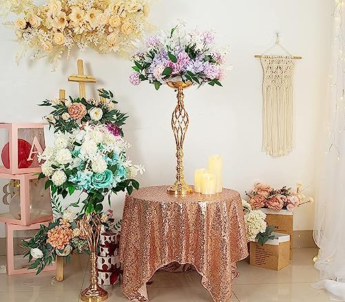LANLONG 2pcs Metal Gold Candle Holders Road Lead Table Centerpiece Stand Pillar Candlestick for Wedding Candelabra Flowers Vases - Image 5