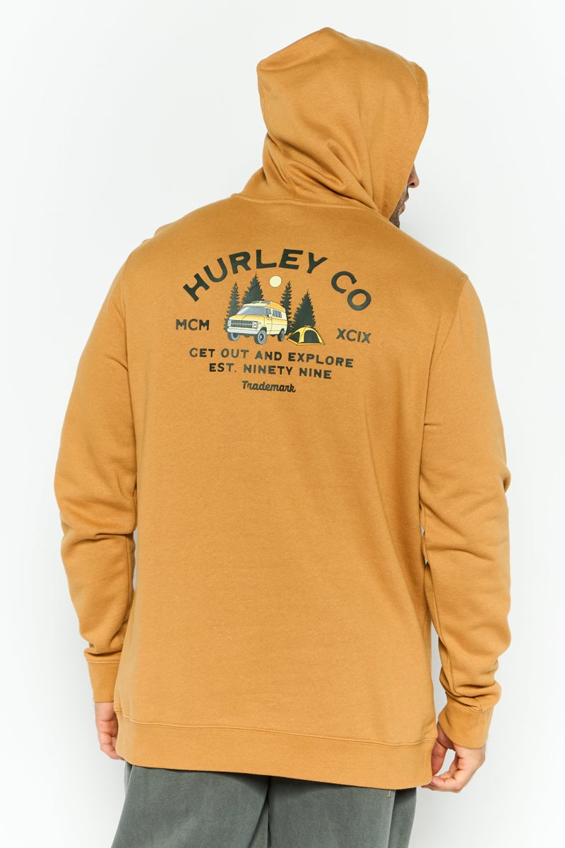 Hurley سويت شيرت رياضي للرجال بأكمام طويلة مناسب للخارج، تان - Image 3