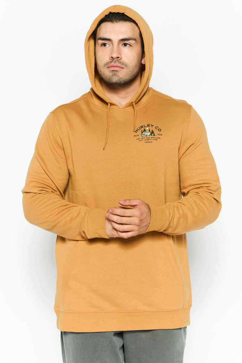 Hurley سويت شيرت رياضي للرجال بأكمام طويلة مناسب للخارج، تان - Image 1