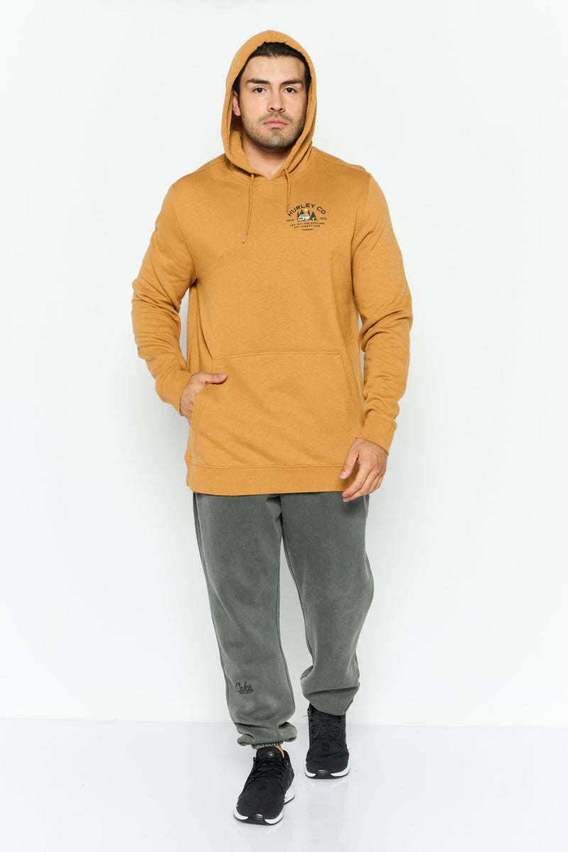 Hurley سويت شيرت رياضي للرجال بأكمام طويلة مناسب للخارج، تان - Image 2