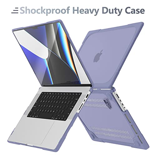 Batianda Compatible with New MacBook Pro 14 inch Case 2025 M5 2024 M4 2023 2021 Release, Heavy Duty Shockproof Protective Plastic Hard Shell with Fold Kickstand & Keyboard Cover, Lavender Grey - Image 5