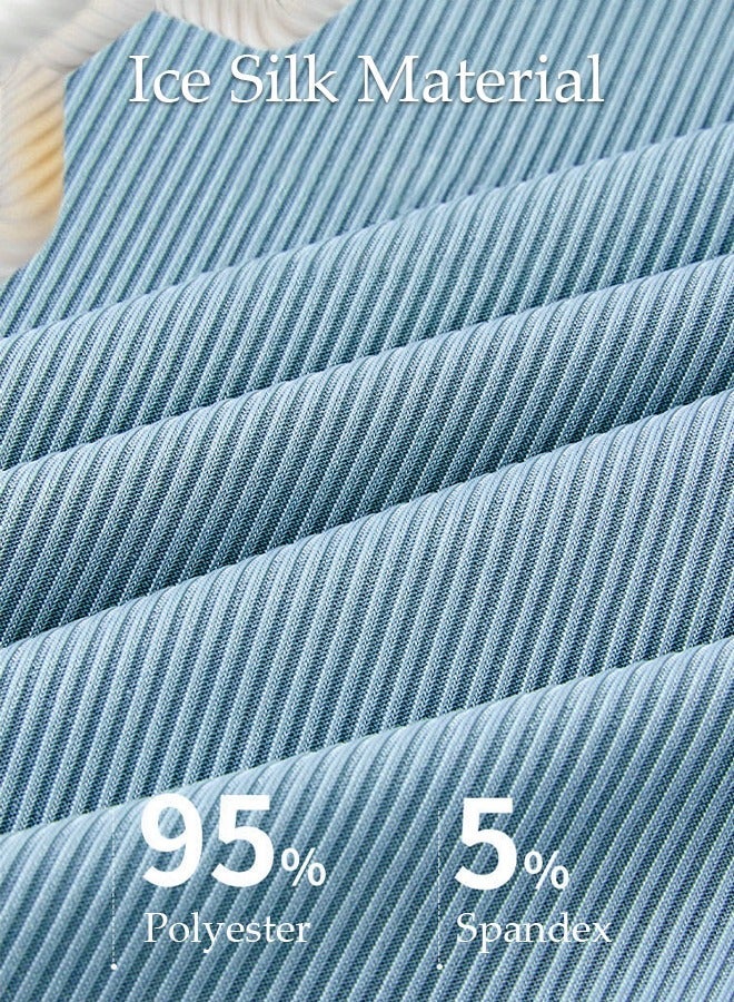 DUNISO Men's Pajamas Set Short Sleeve Summer Relaxed Pajamas Round Neck High Elastic Breathable Thin Pajamas Set - Image 3