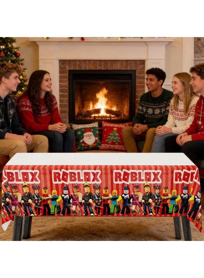 Roblox Themed Tablecloth with Roblox Characters - Vinyl Table Suitable for Birthday Decorations, Christmas, Halloween, Easter, Graduation - Image 2