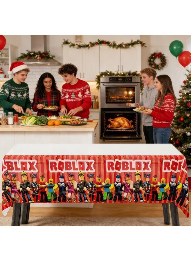 Roblox Themed Tablecloth with Roblox Characters - Vinyl Table Suitable for Birthday Decorations, Christmas, Halloween, Easter, Graduation - Image 3