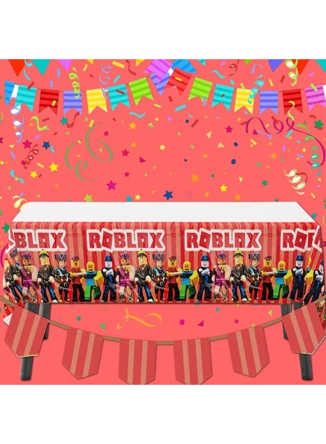 Roblox Themed Tablecloth with Roblox Characters - Vinyl Table Suitable for Birthday Decorations, Christmas, Halloween, Easter, Graduation - Image 4