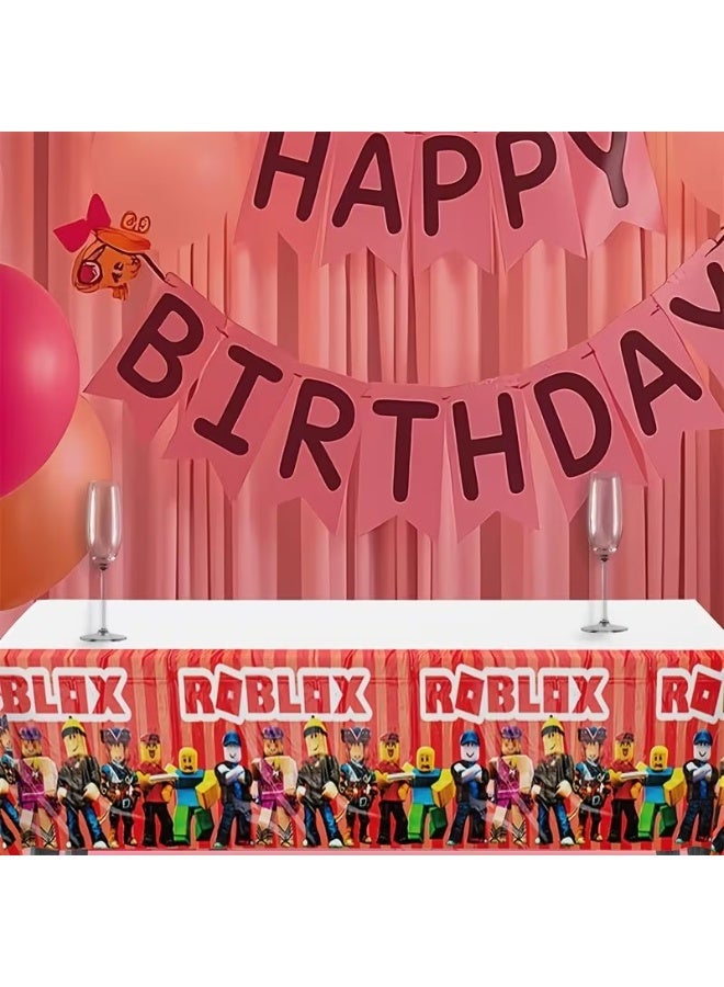 Roblox Themed Tablecloth with Roblox Characters - Vinyl Table Suitable for Birthday Decorations, Christmas, Halloween, Easter, Graduation - Image 5