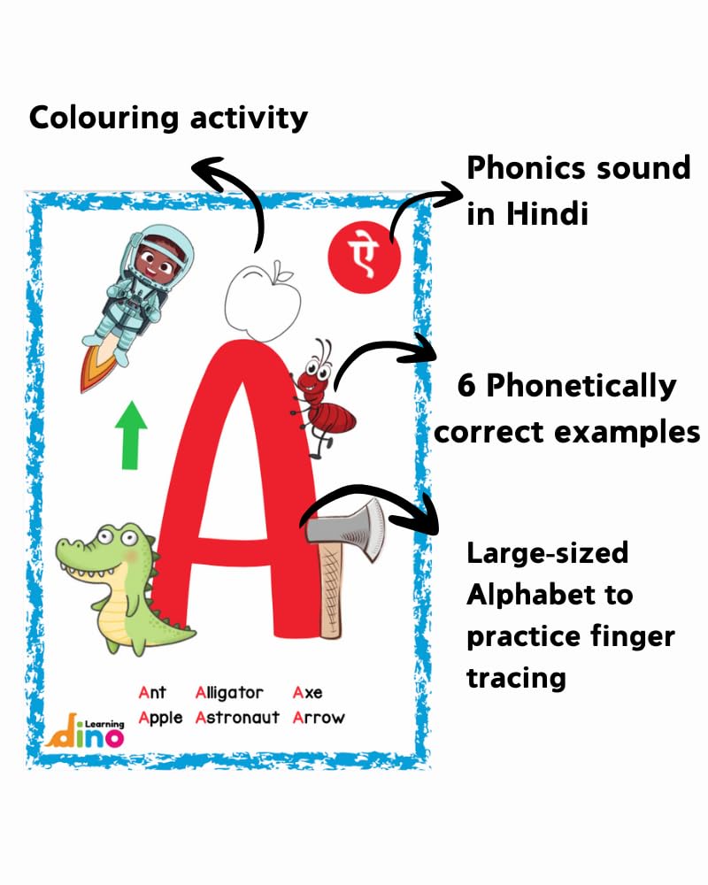 Learning Dino Phonics/Alphabet (ABC) Flashcards for 2 to 4 Year Old Kids (Kindergarten/KG Kids) | My First Phonics Flashcards by Learning Dino | Interesting Activities to Learn A B C and Sounds - Image 2