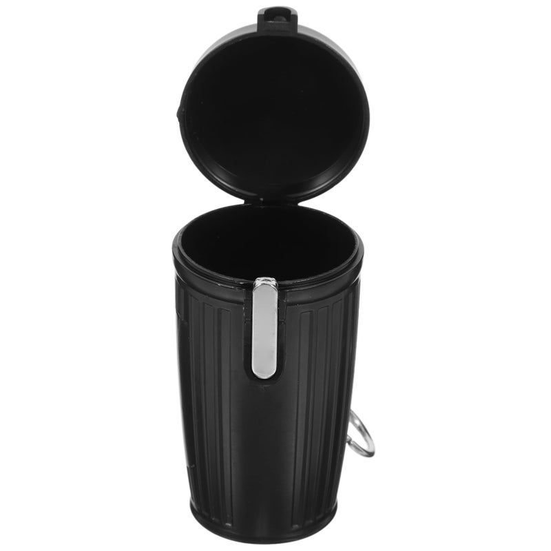 Portable Outdoor Pocket Ashtray with Lid Key Ring Compact Travel Smoke Accessory Black - Image 2