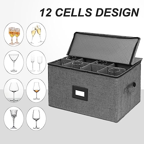 Mayniu Stemware Storage Containers, Wine Glass Storage Box with Adjustable Dividers – Hard Shell Top, Stackable for Glasses, Crystal & Glassware – Ideal for Packing, Moving & Home Organizer (Black) - Image 5
