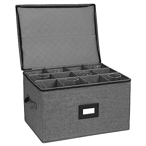 Mayniu Stemware Storage Containers, Wine Glass Storage Box with Adjustable Dividers – Hard Shell Top, Stackable for Glasses, Crystal & Glassware – Ideal for Packing, Moving & Home Organizer (Black) - Image 1