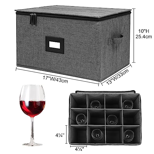 Mayniu Stemware Storage Containers, Wine Glass Storage Box with Adjustable Dividers – Hard Shell Top, Stackable for Glasses, Crystal & Glassware – Ideal for Packing, Moving & Home Organizer (Black) - Image 4